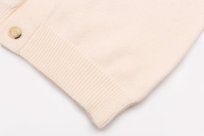 AMRI Cotton V-Neck Bones Cardigan Sweater Apricot