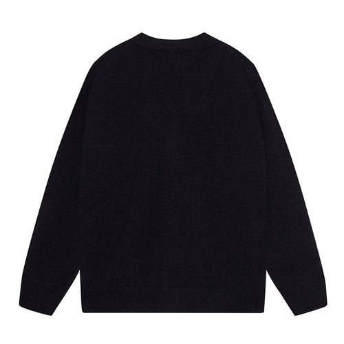 AMRI Cotton V-Neck Bones Cardigan Sweater Black