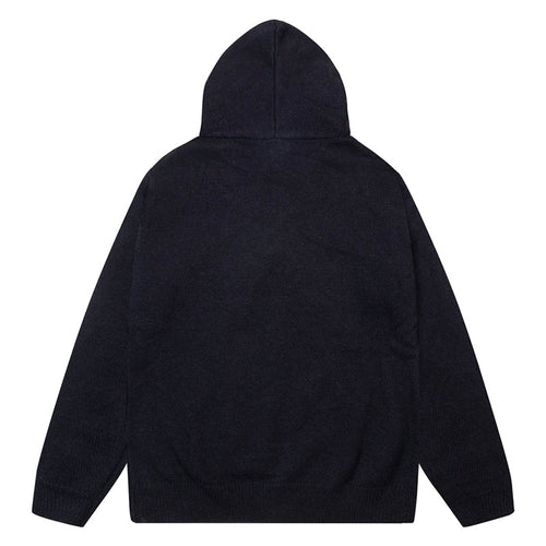 AMRI Black Core Knitted Sweater Hoodie