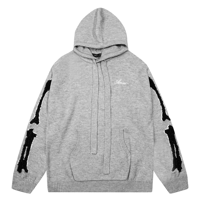 AMRI Grey Core Knitted Sweater Hoodie