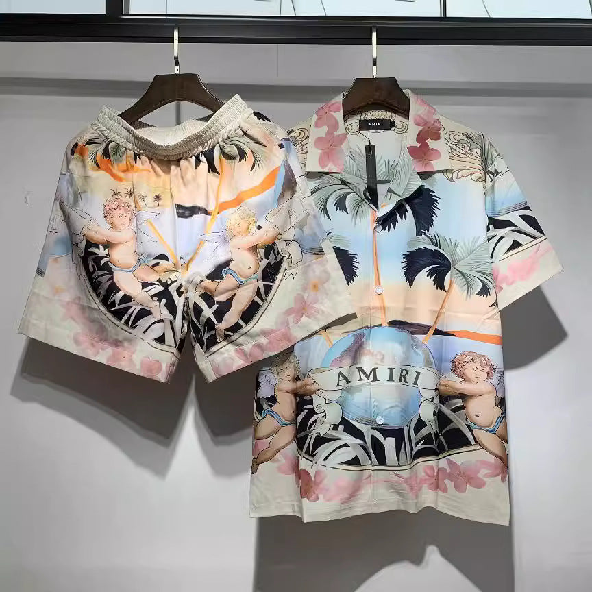 AMRI Men's Cherub Silk Shirt/Short/Suit