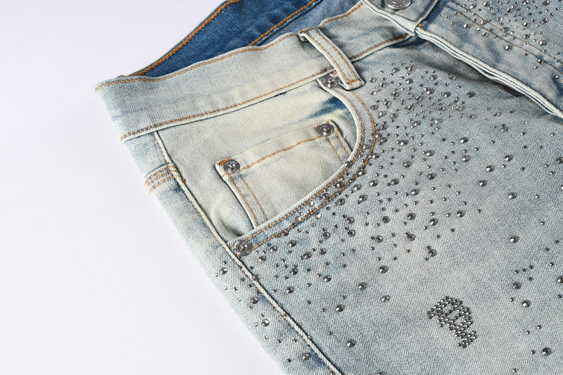 Purple Brand Crystal Diamond Jeans #9127