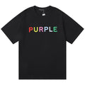 Purple Brand Logo Letter Print T-Shirt