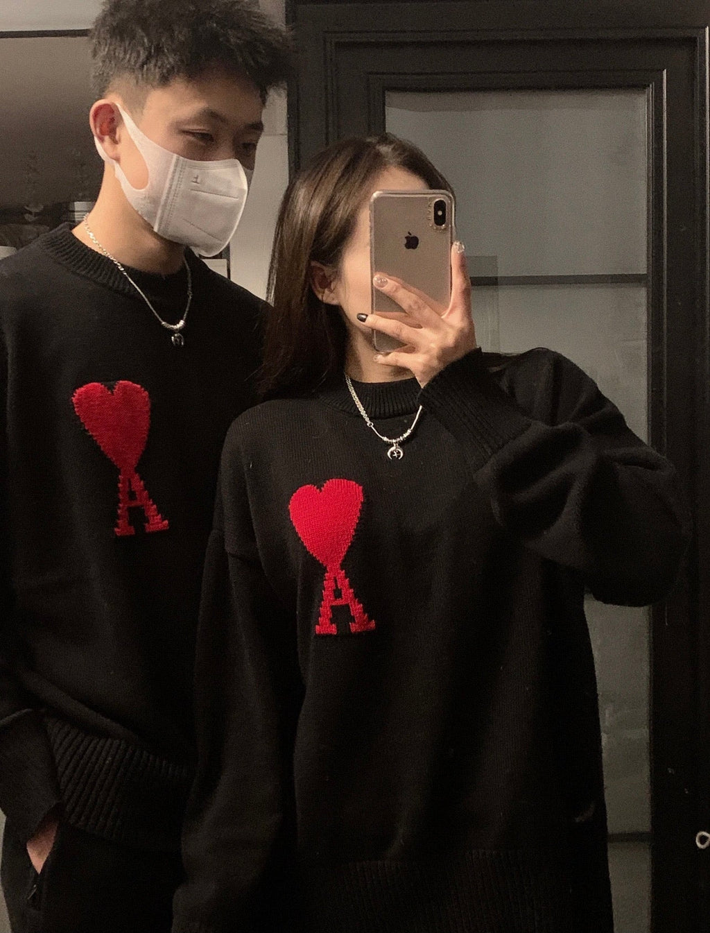 AMI Paris Heart Letter Knitted Sweater