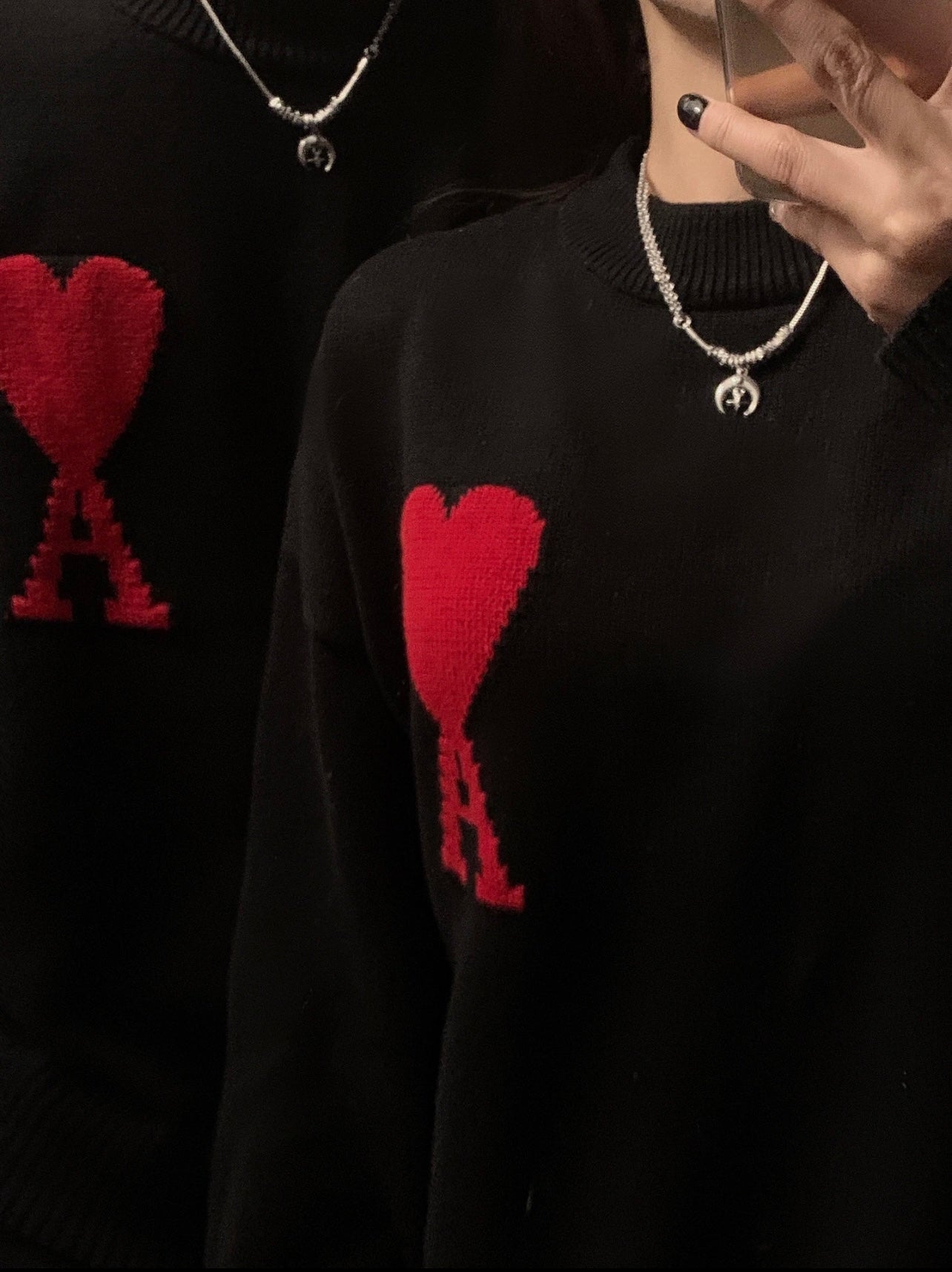 AMI Paris Heart Letter Knitted Sweater