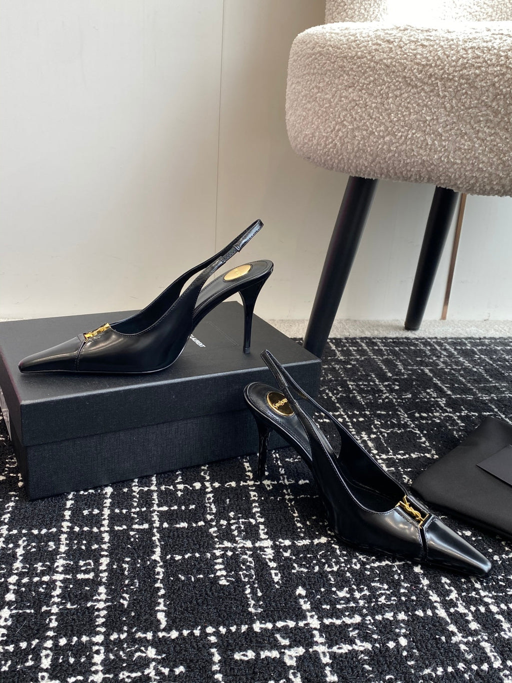 Saint Laurent Square-Toe YSL Buckle Pumps – 25SS