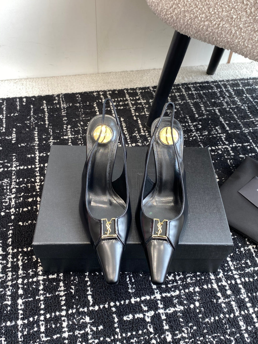 Saint Laurent Square-Toe YSL Buckle Pumps – 25SS