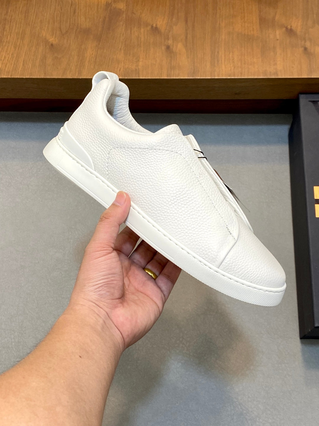 Ermenegildo Zegna Triple Stitch Deer Leather Sneakers