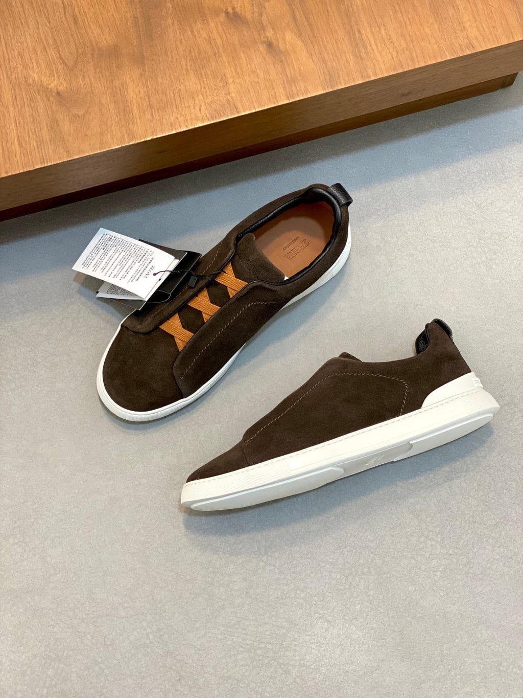 Ermenegildo Zegna Triple Stitch Deer Leather Sneakers