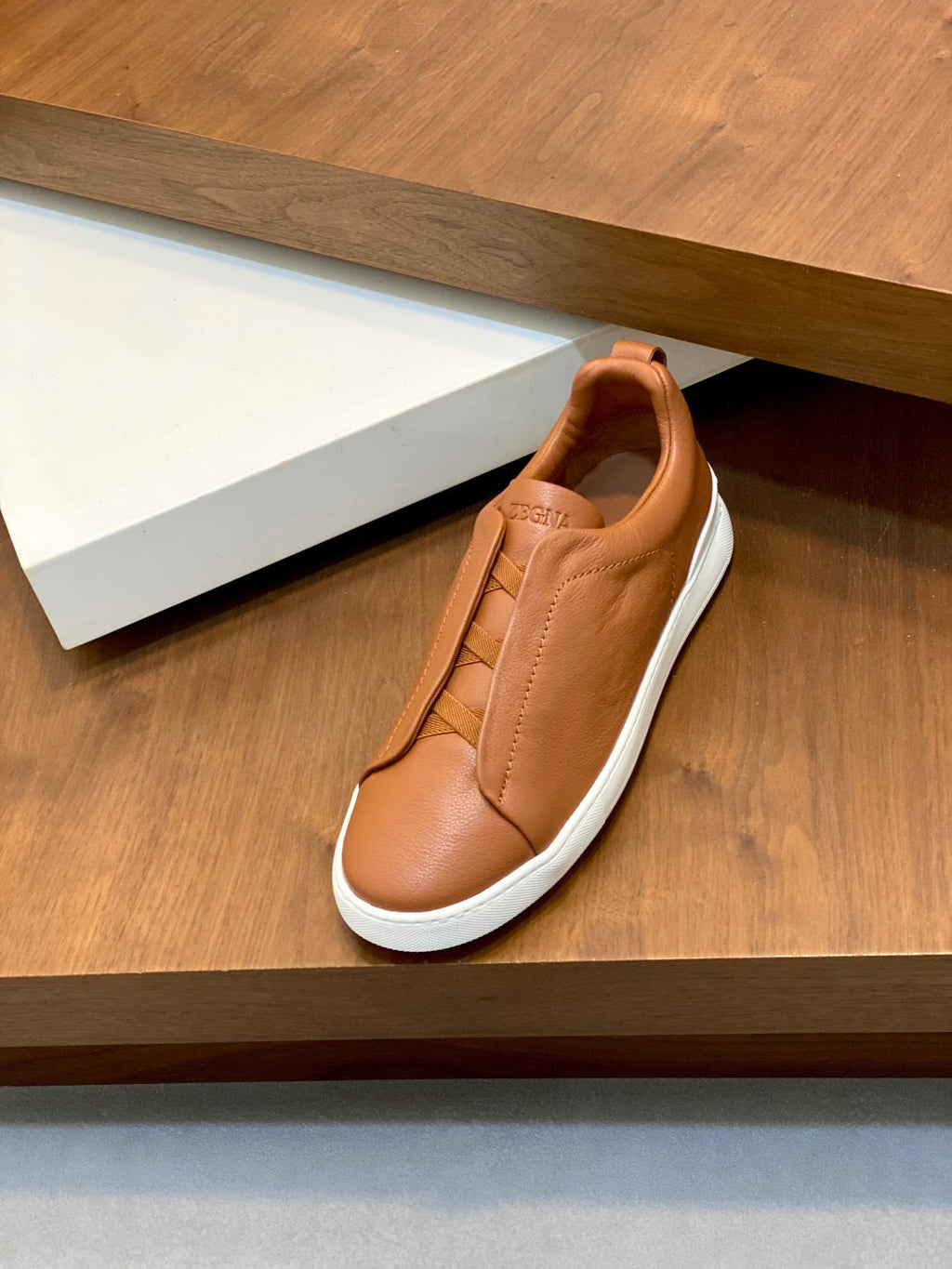 Ermenegildo Zegna Triple Stitch Deer Leather Sneakers