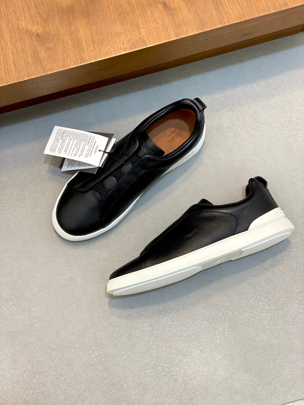 Ermenegildo Zegna Triple Stitch Deer Leather Sneakers