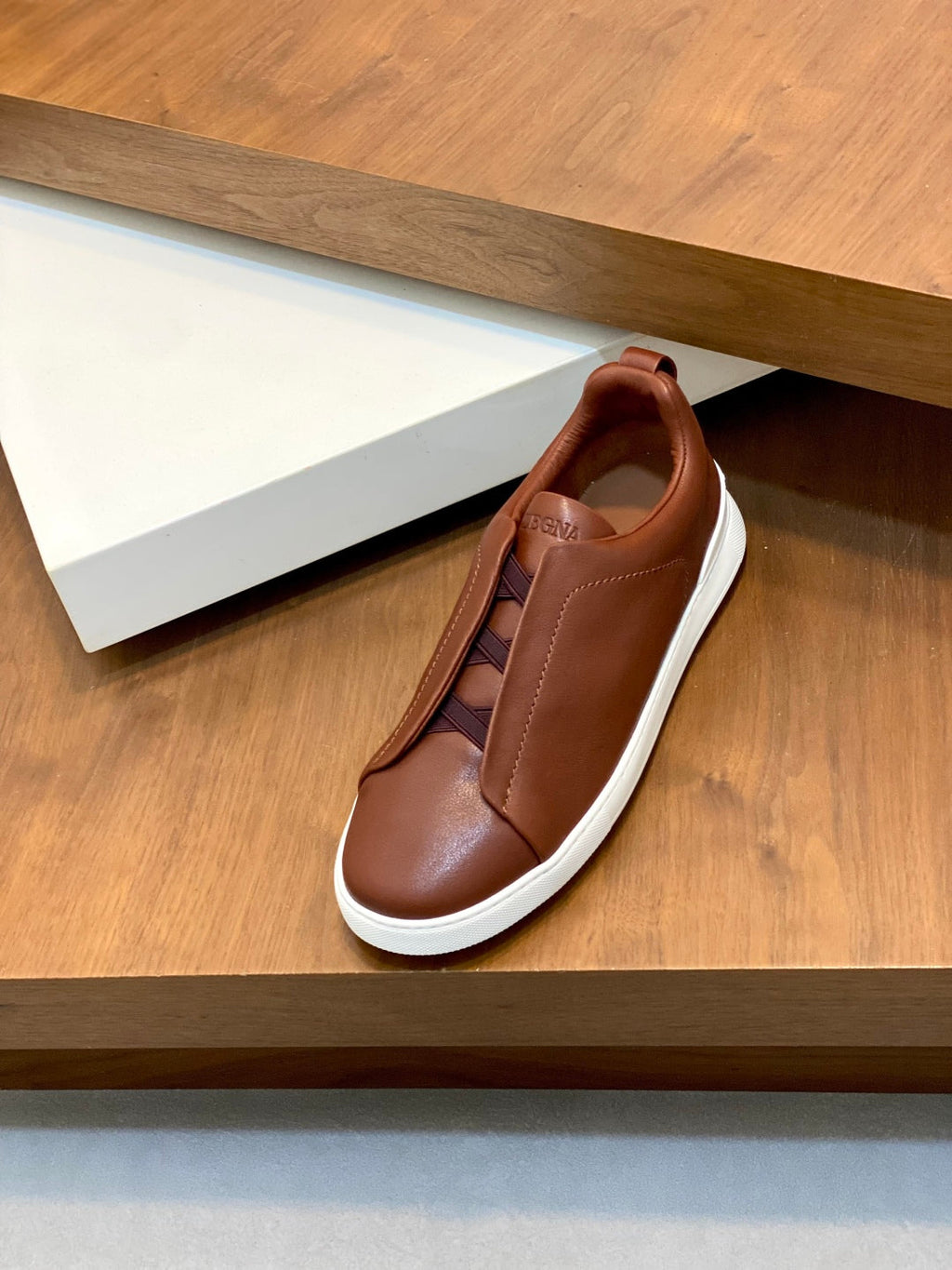 Ermenegildo Zegna Triple Stitch Deer Leather Sneakers