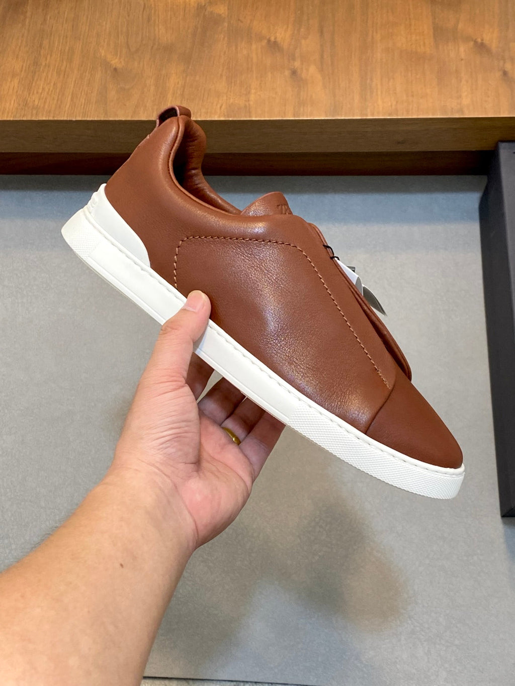 Ermenegildo Zegna Triple Stitch Deer Leather Sneakers