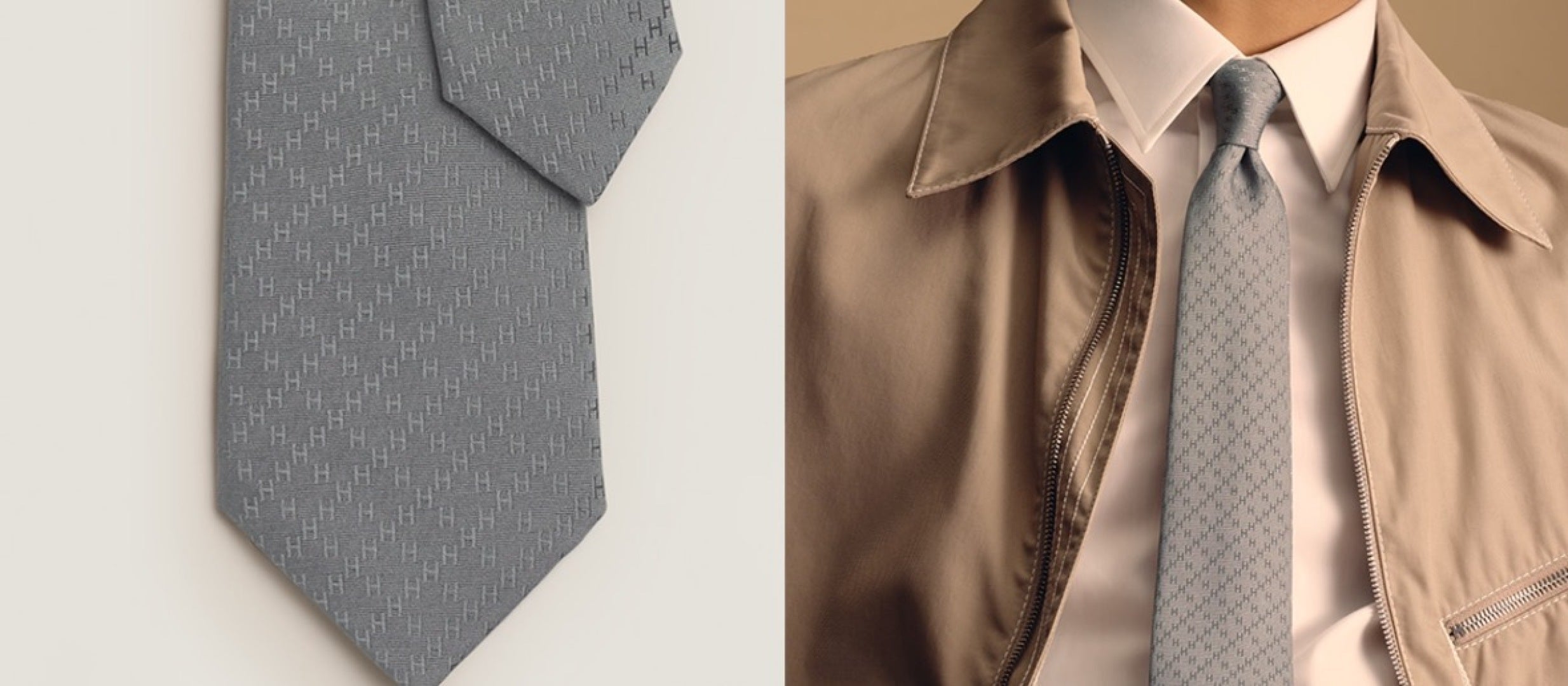 Hermès Men's Diamond H Pattern Silk Tie