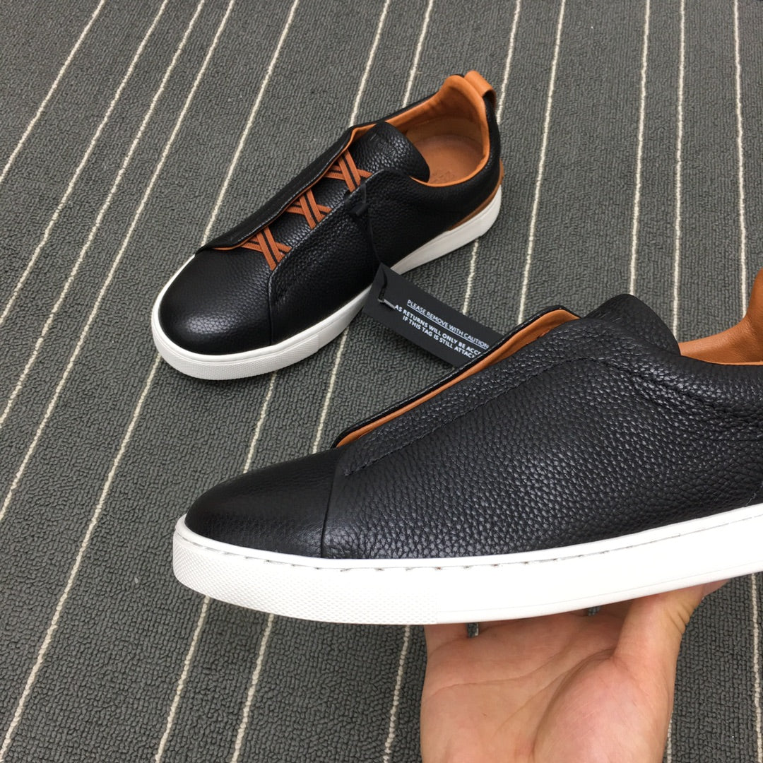 Ermenegildo Zegna Triple Stitch Low-Top Deer Leather Sneakers
