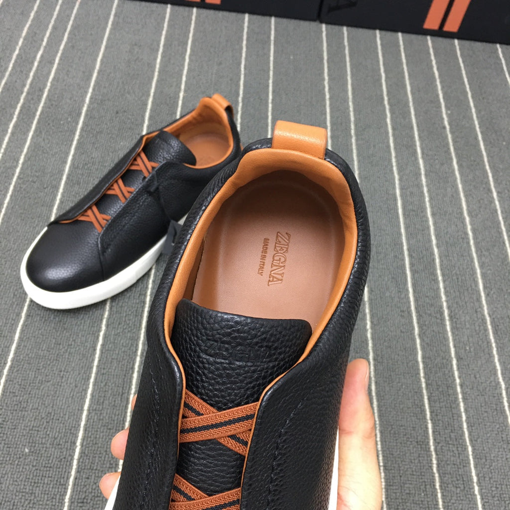Ermenegildo Zegna Triple Stitch Low-Top Deer Leather Sneakers