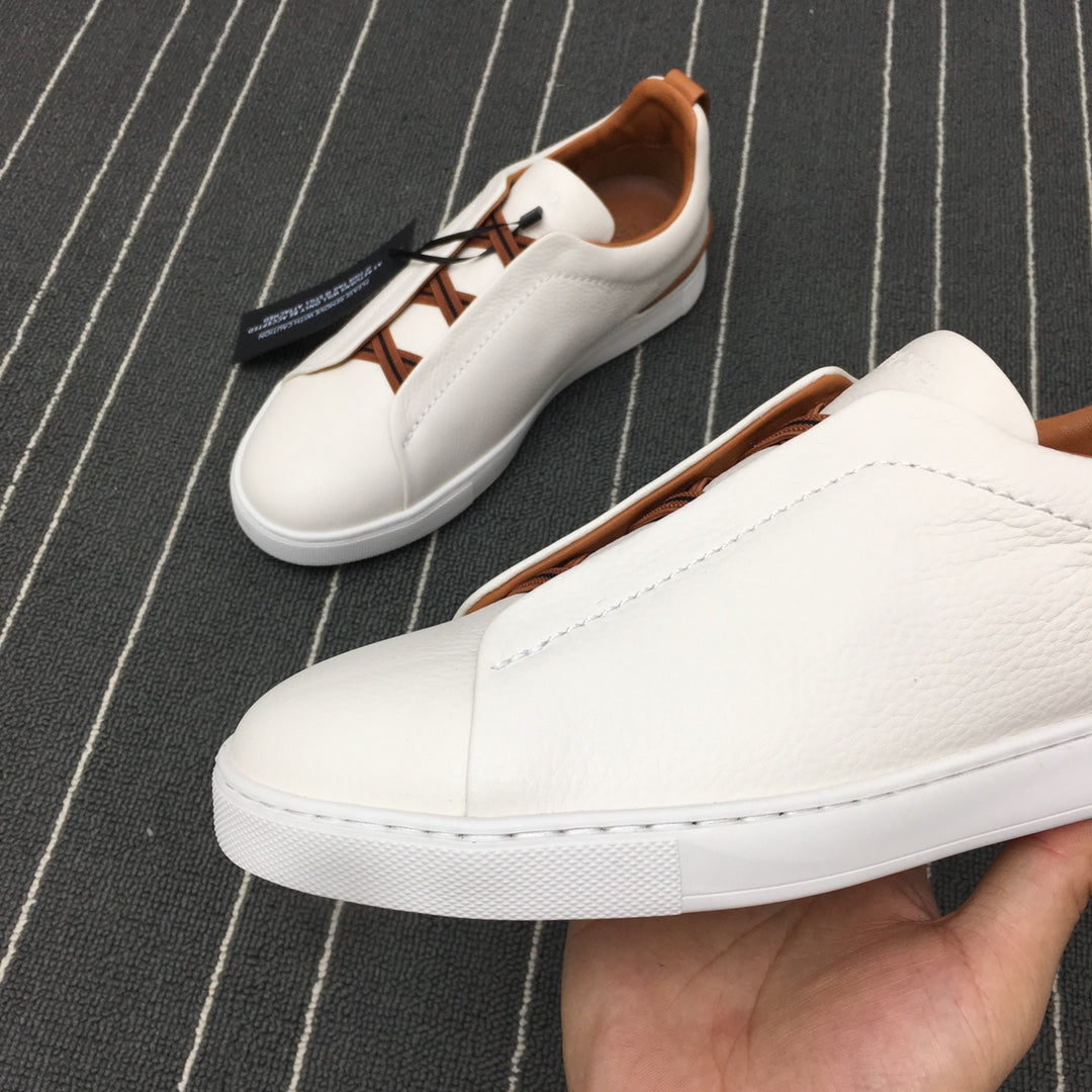 Ermenegildo Zegna Triple Stitch Low-Top Deer Leather Sneakers