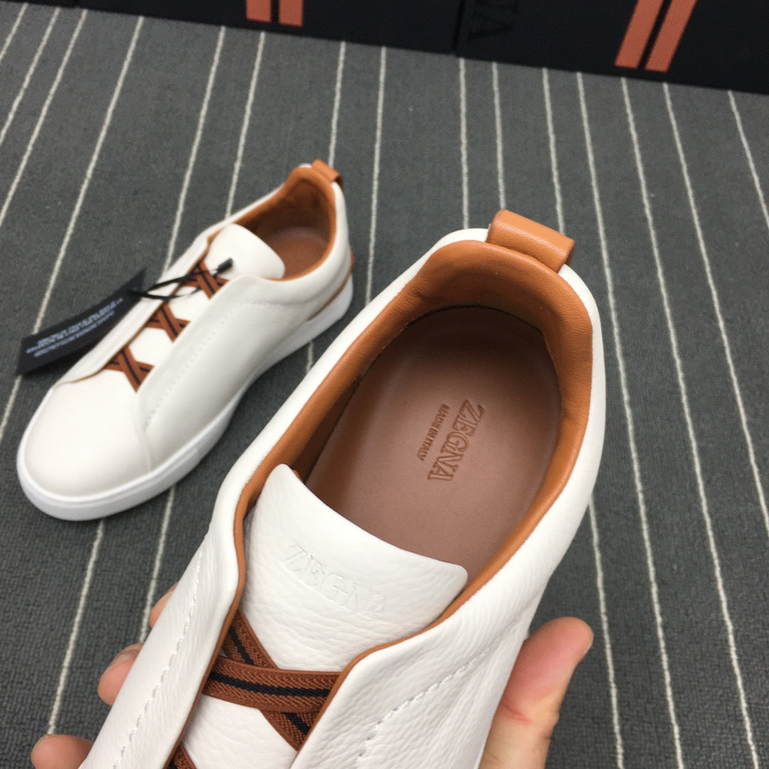 Ermenegildo Zegna Triple Stitch Low-Top Deer Leather Sneakers