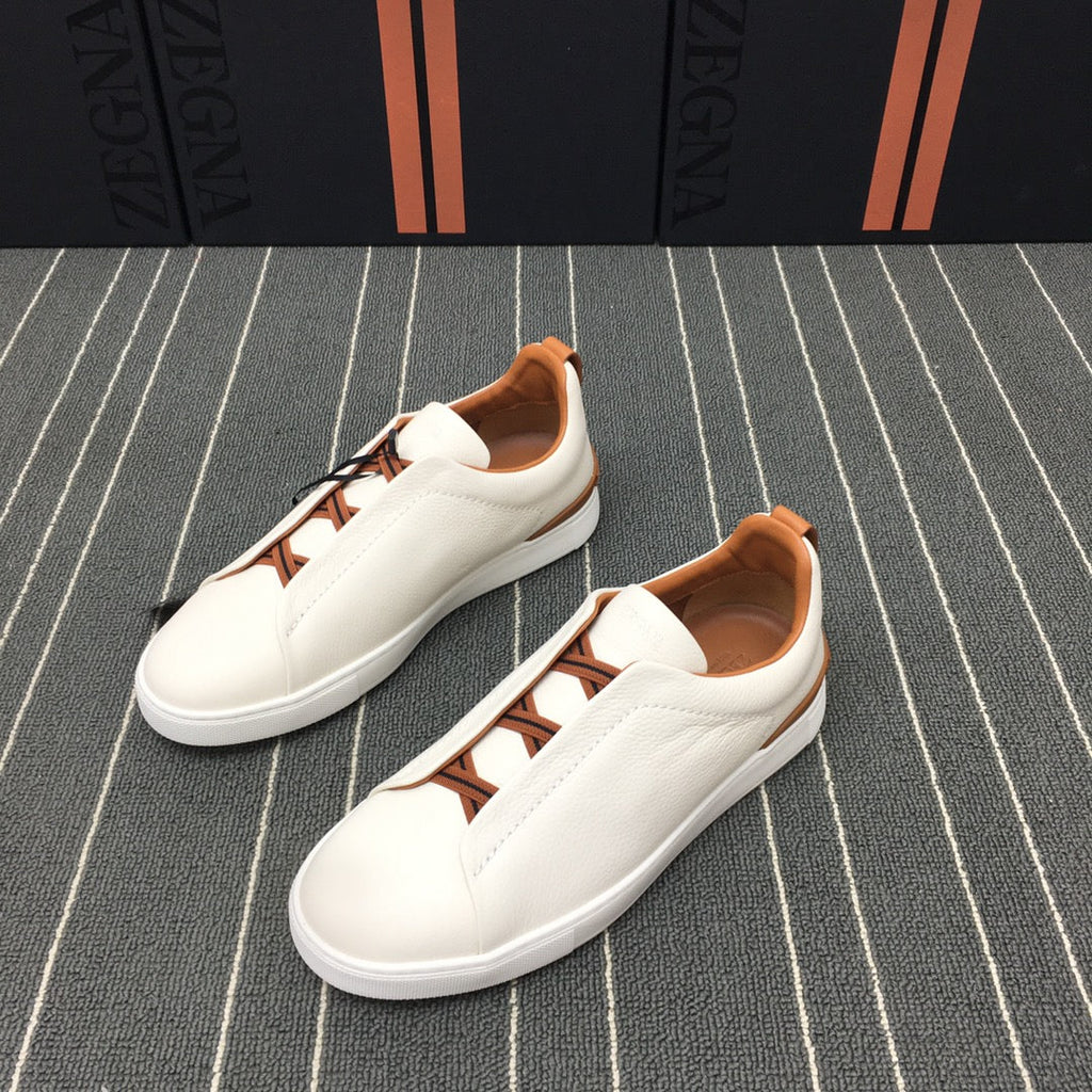Ermenegildo Zegna Triple Stitch Low-Top Deer Leather Sneakers