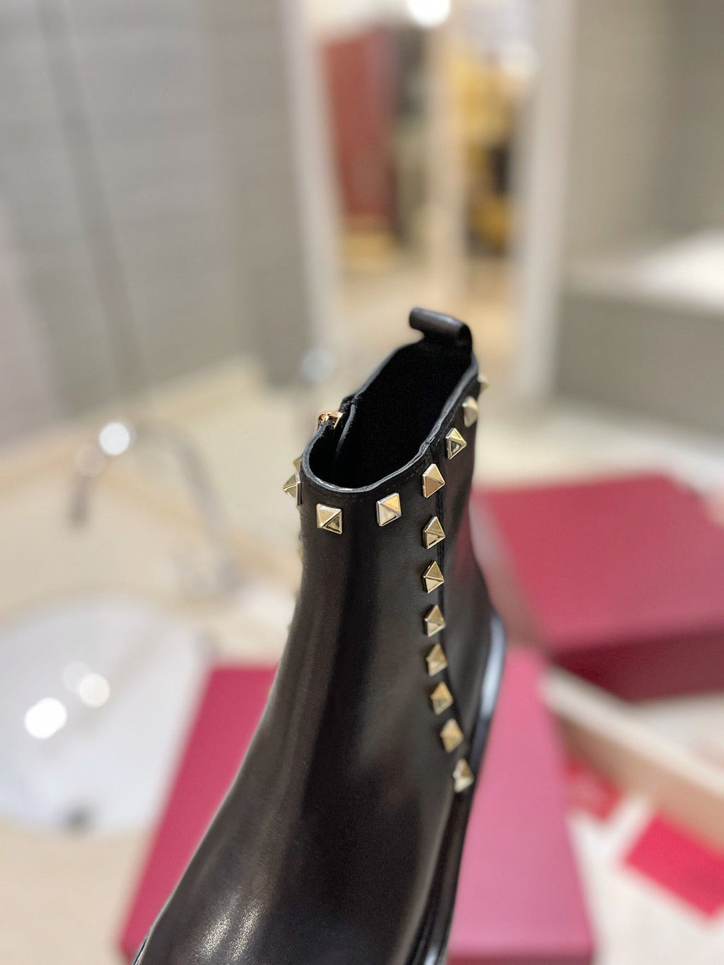 Valentino Garavani Uniqueform Calfskin Platform Ankle Boots