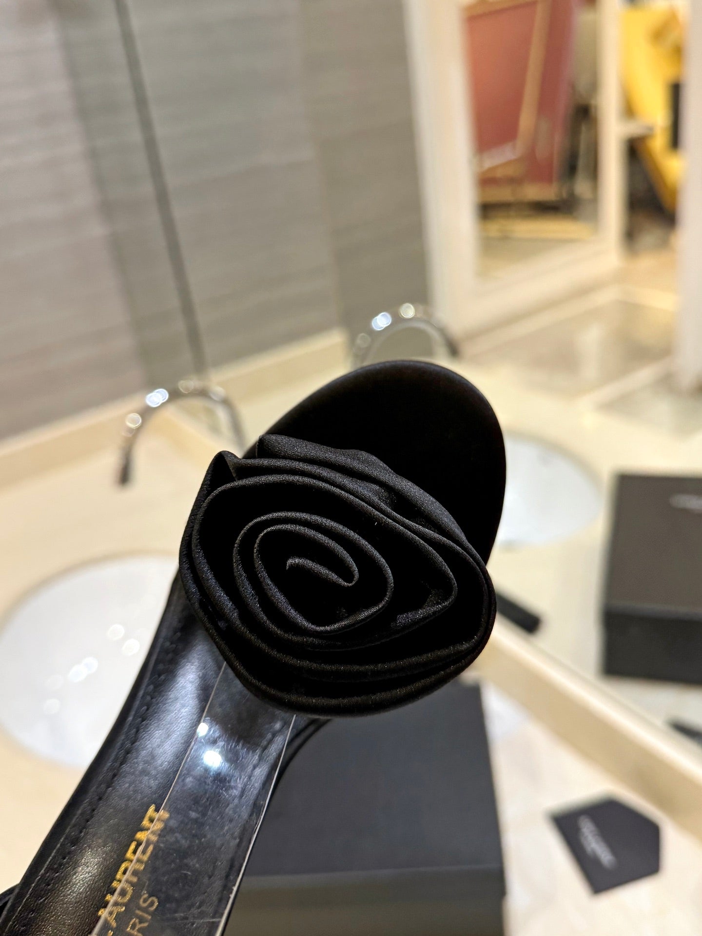 Saint Laurent YSL Flower Buckle Heeled Sandals