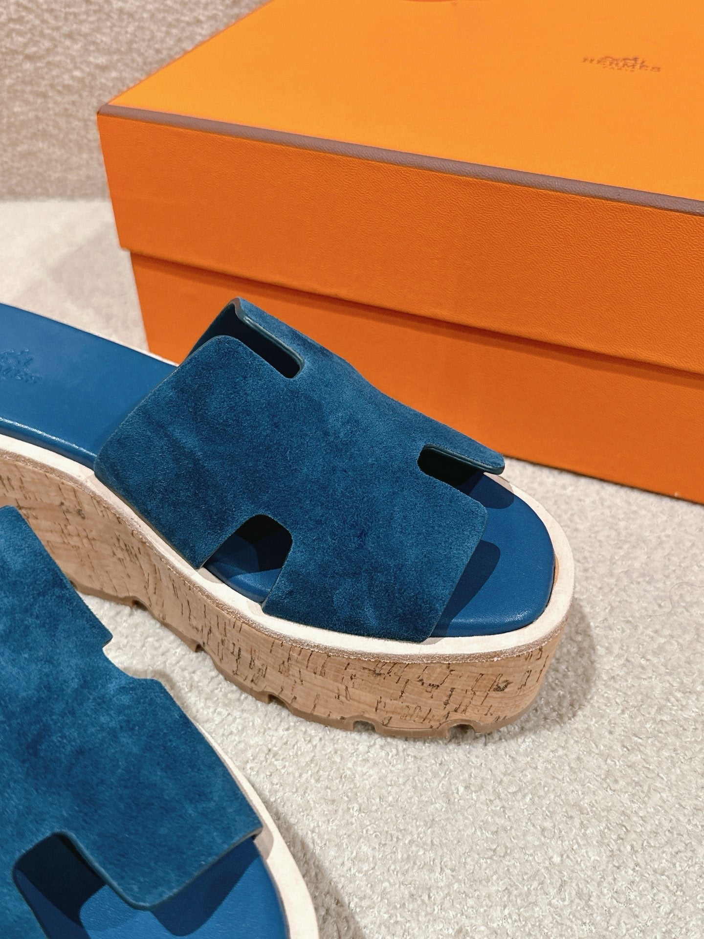 Hermès H-Strap Calfskin Platform Sandals