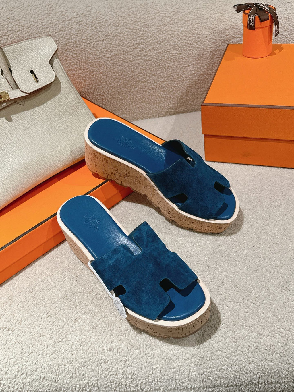 Hermès H-Strap Calfskin Platform Sandals