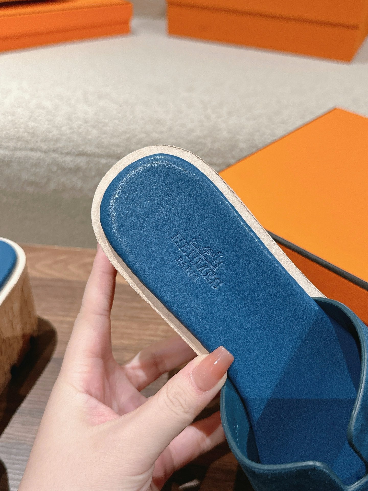 Hermès H-Strap Calfskin Platform Sandals