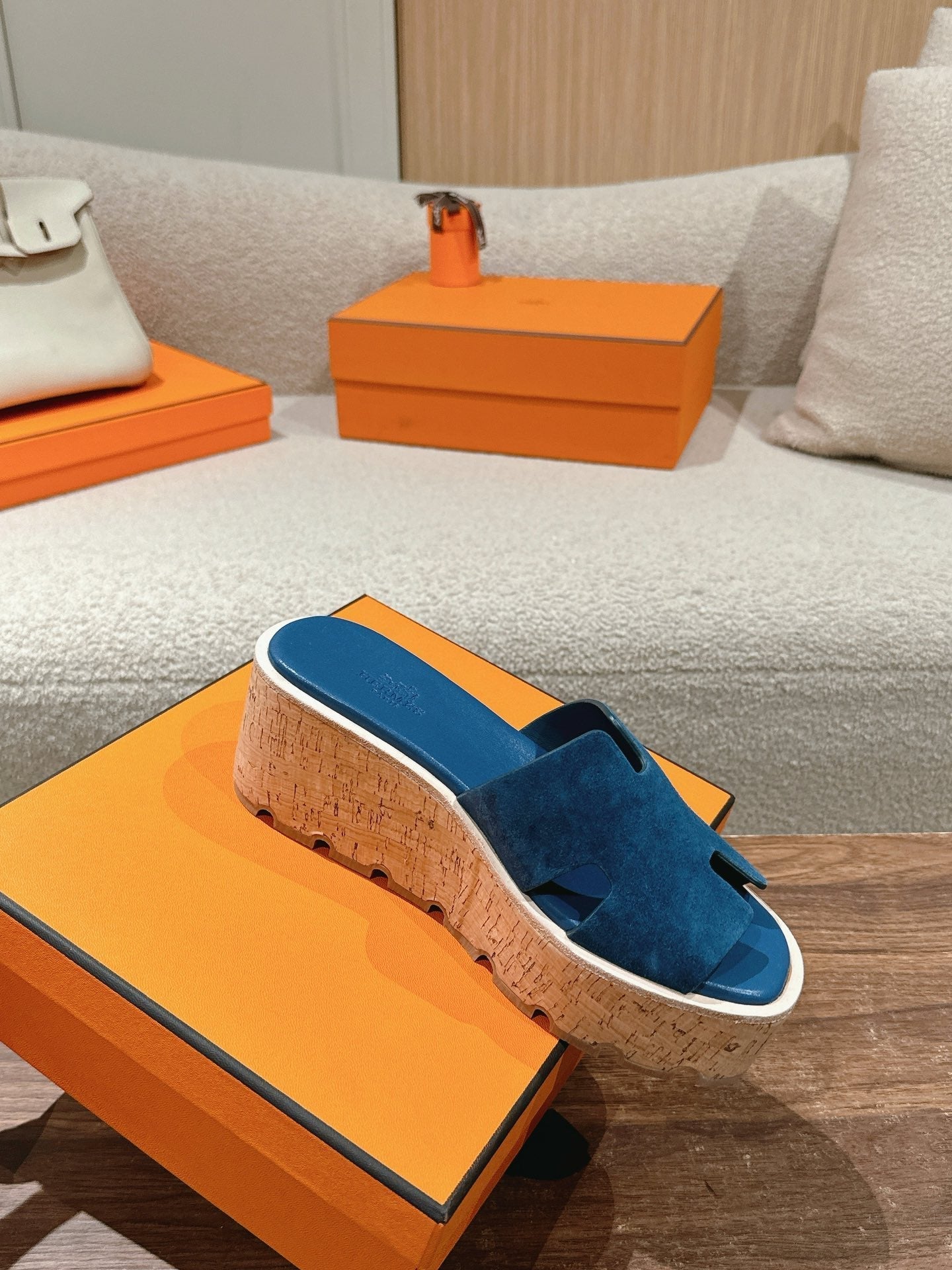 Hermès H-Strap Calfskin Platform Sandals