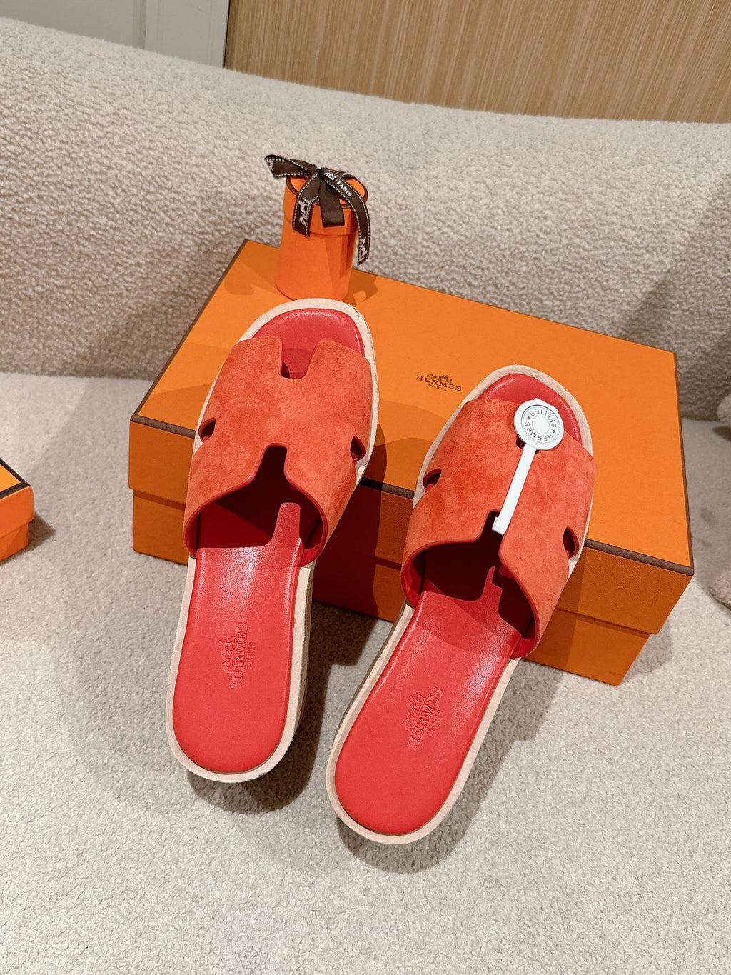 Hermès H-Strap Calfskin Platform Sandals