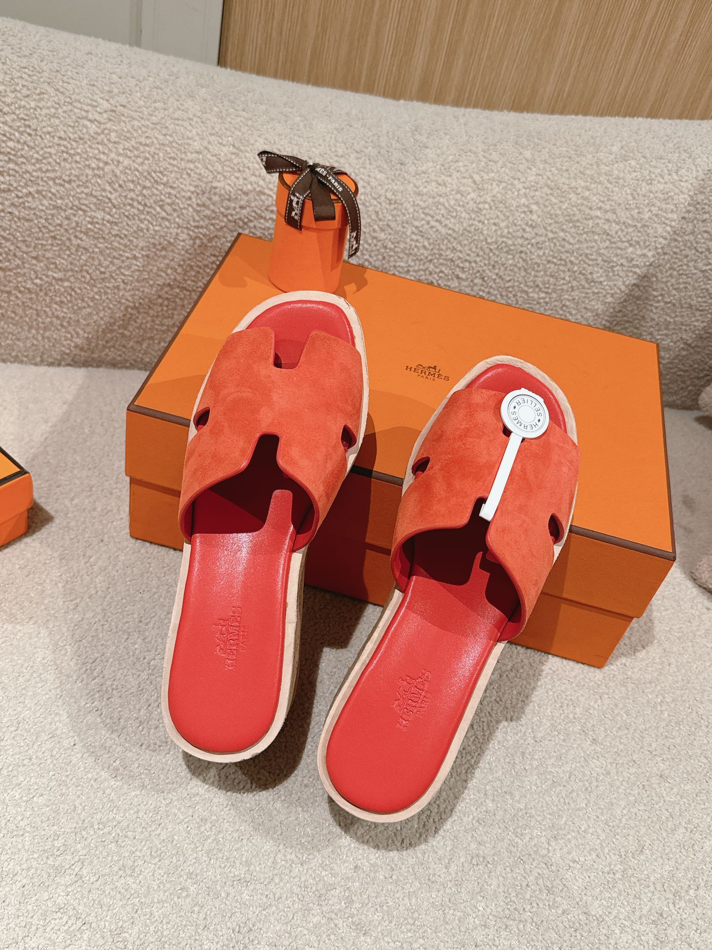 Hermès H-Strap Calfskin Platform Sandals