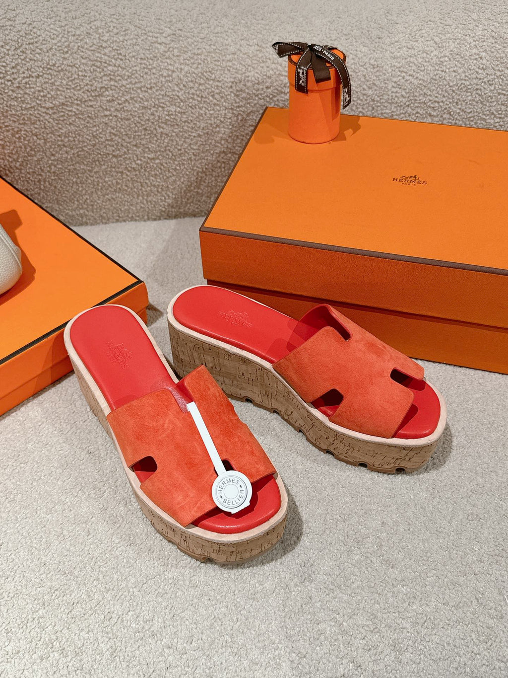 Hermès H-Strap Calfskin Platform Sandals