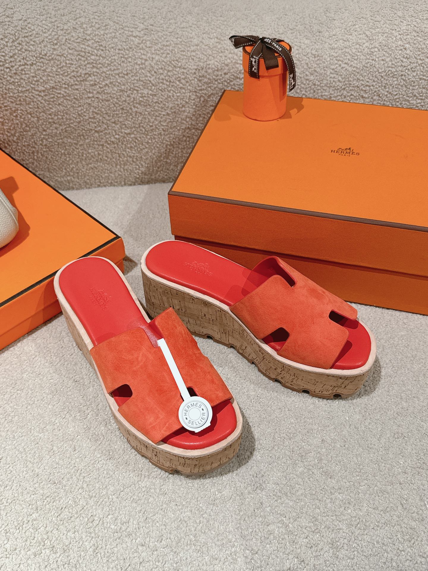 Hermès H-Strap Calfskin Platform Sandals