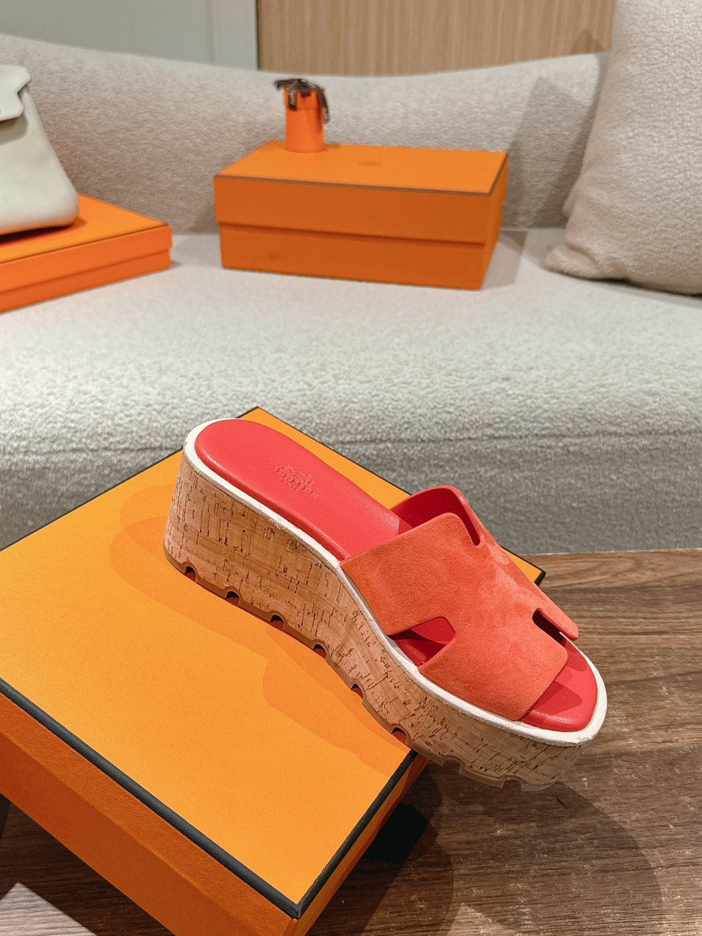 Hermès H-Strap Calfskin Platform Sandals