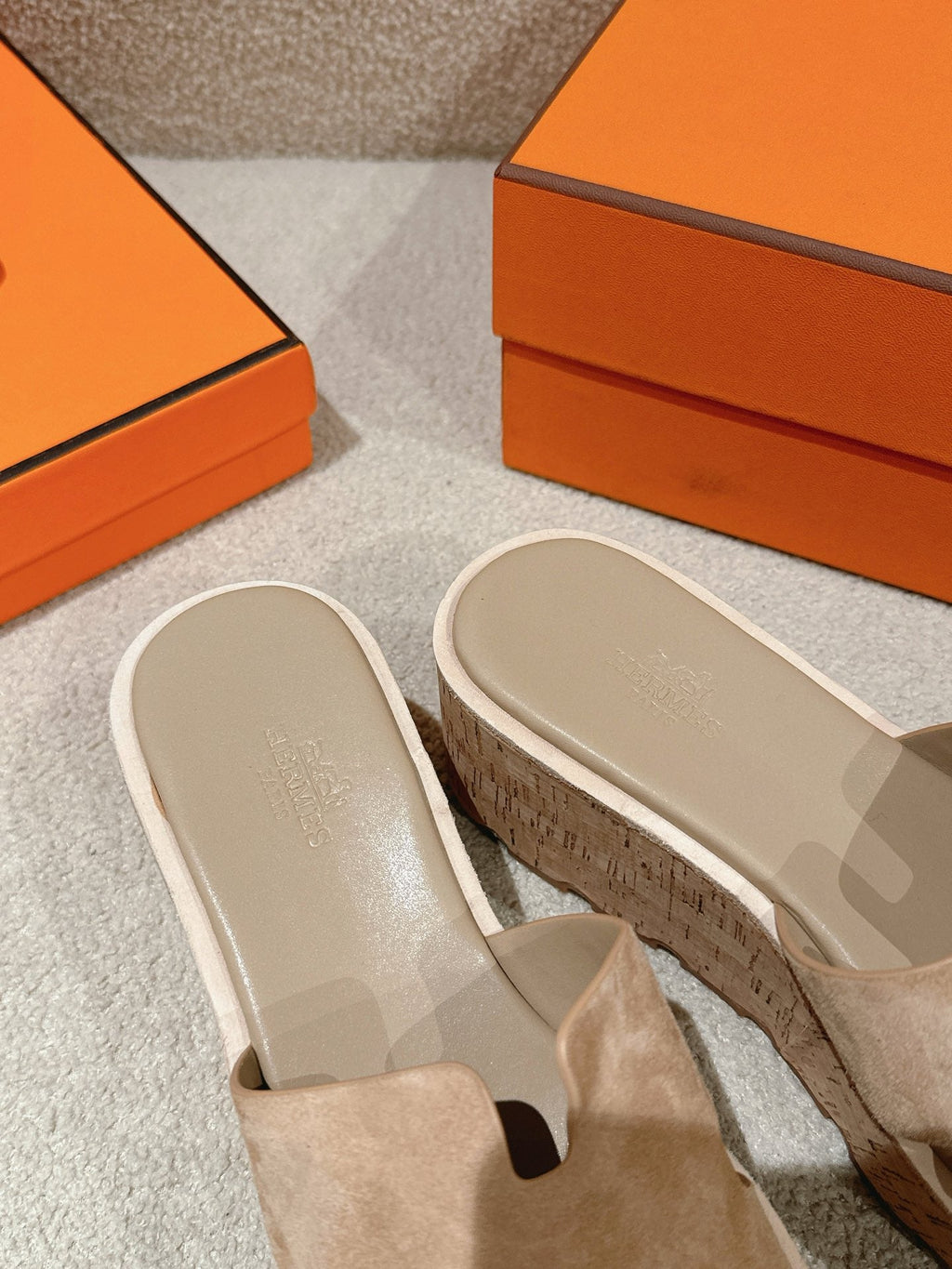 Hermès H-Strap Calfskin Platform Sandals