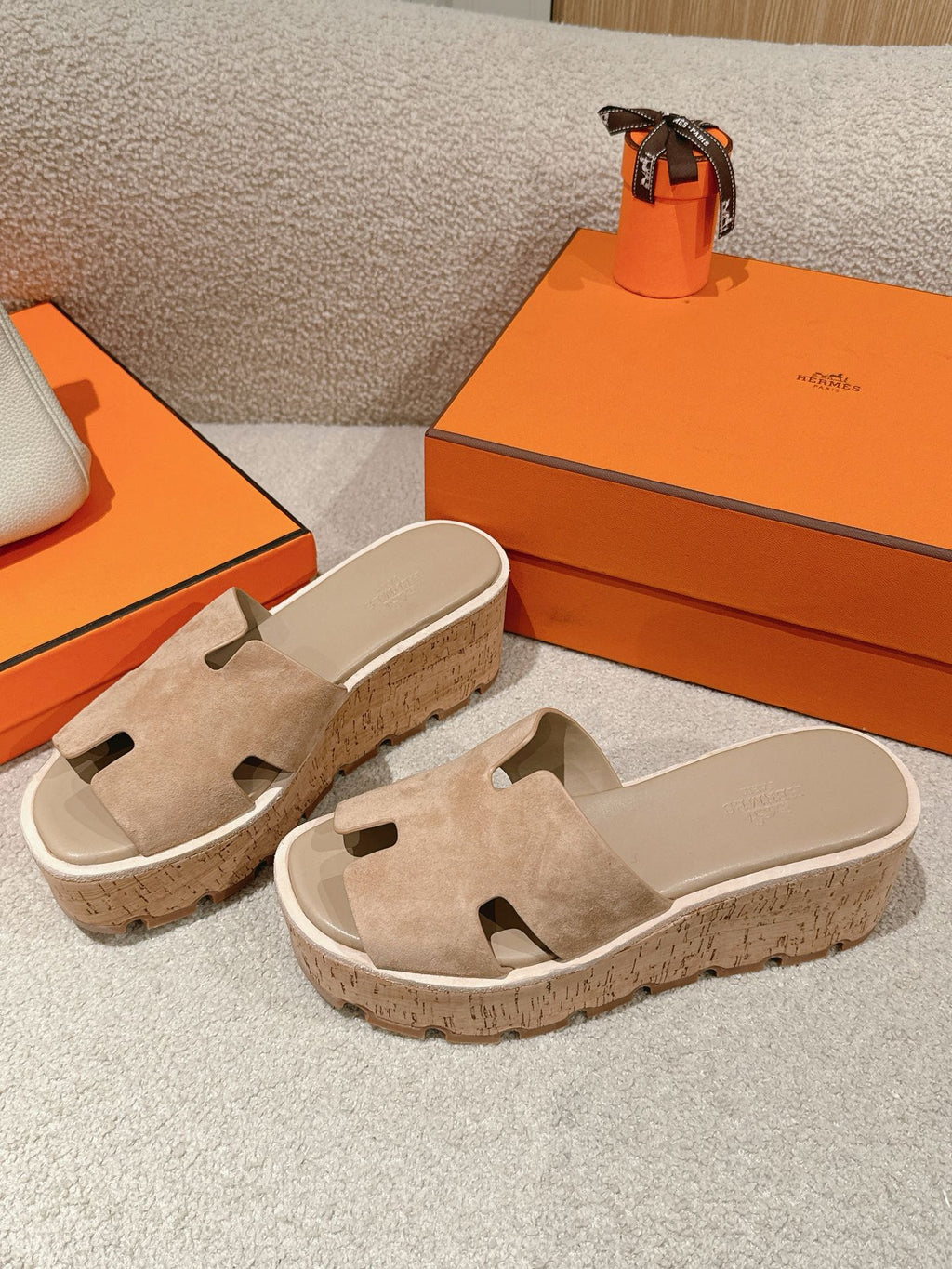 Hermès H-Strap Calfskin Platform Sandals