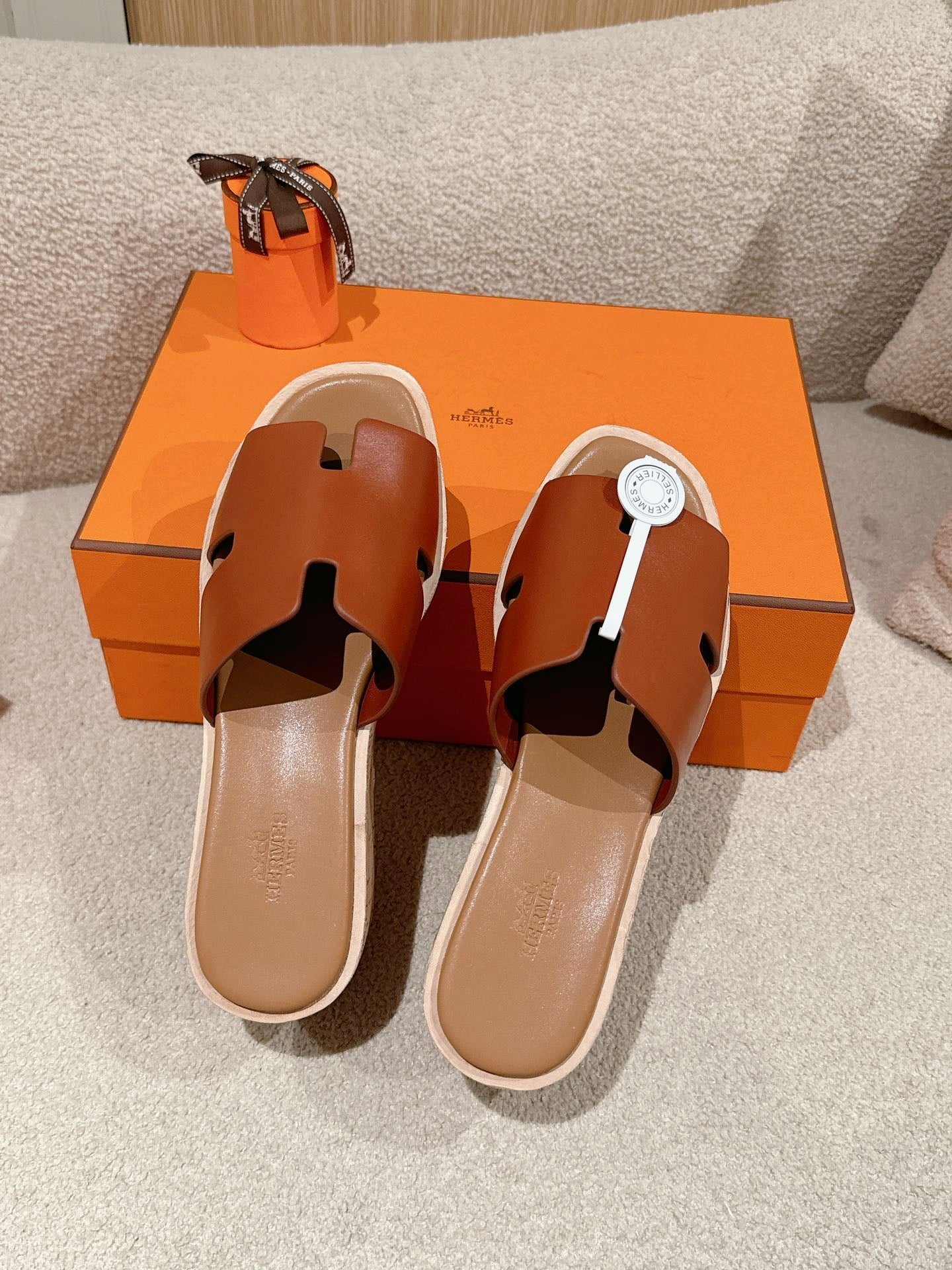 Hermès H-Strap Calfskin Platform Sandals