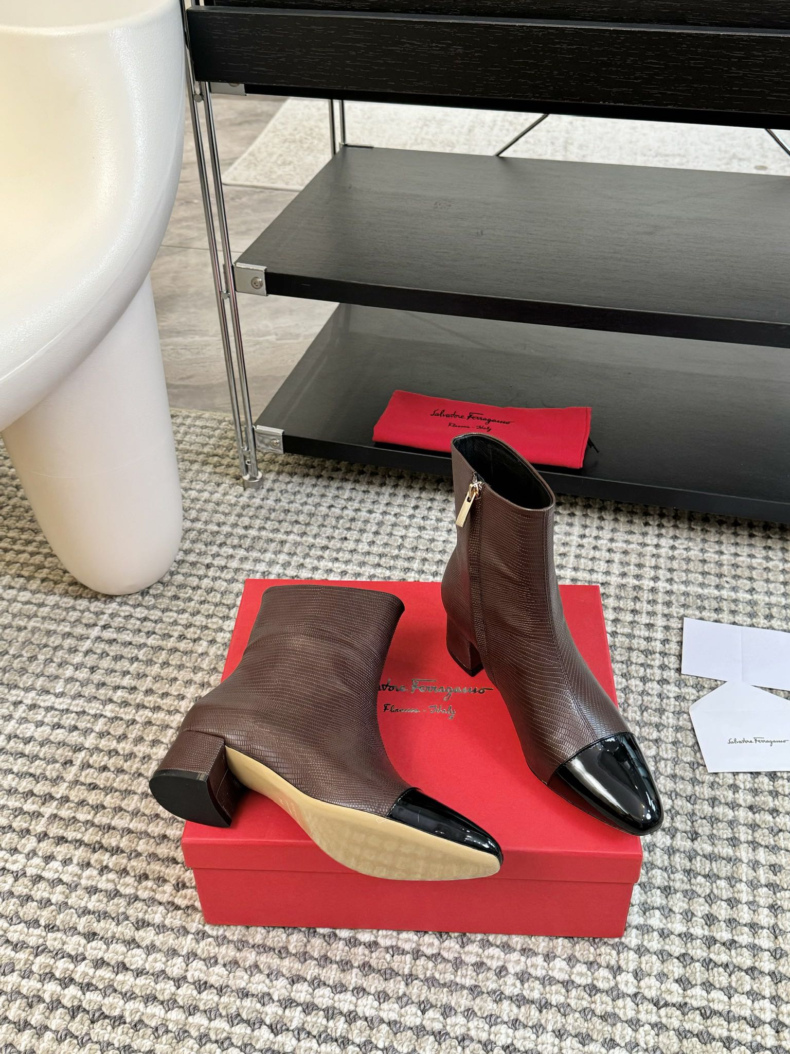 Ferragamo Pointed Toe Chunky Heel Ankle Boots – Autumn/Winter Collection