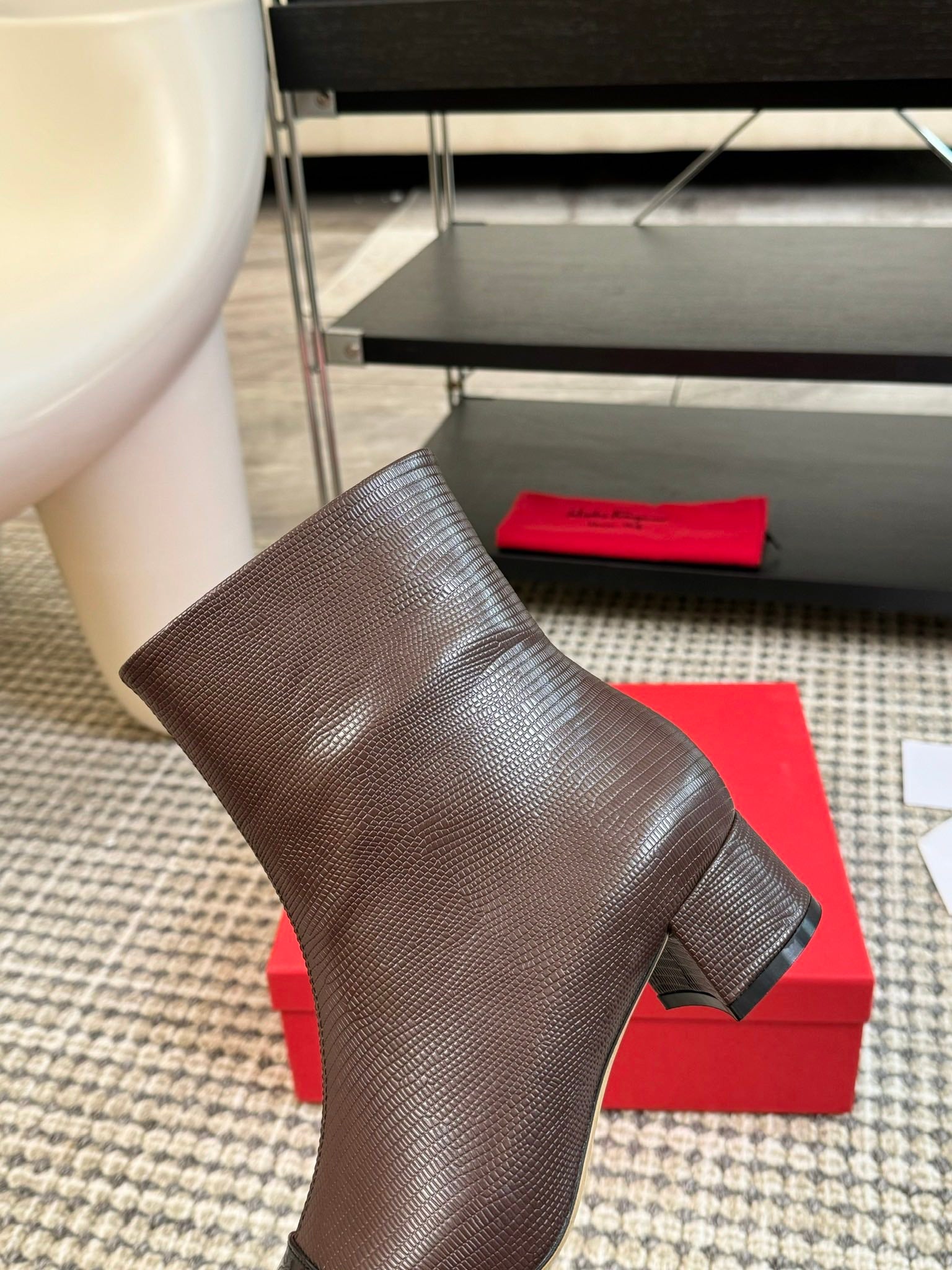 Ferragamo Pointed Toe Chunky Heel Ankle Boots – Autumn/Winter Collection