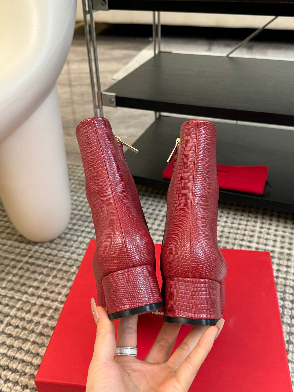 Ferragamo Pointed Toe Chunky Heel Ankle Boots – Autumn/Winter Collection