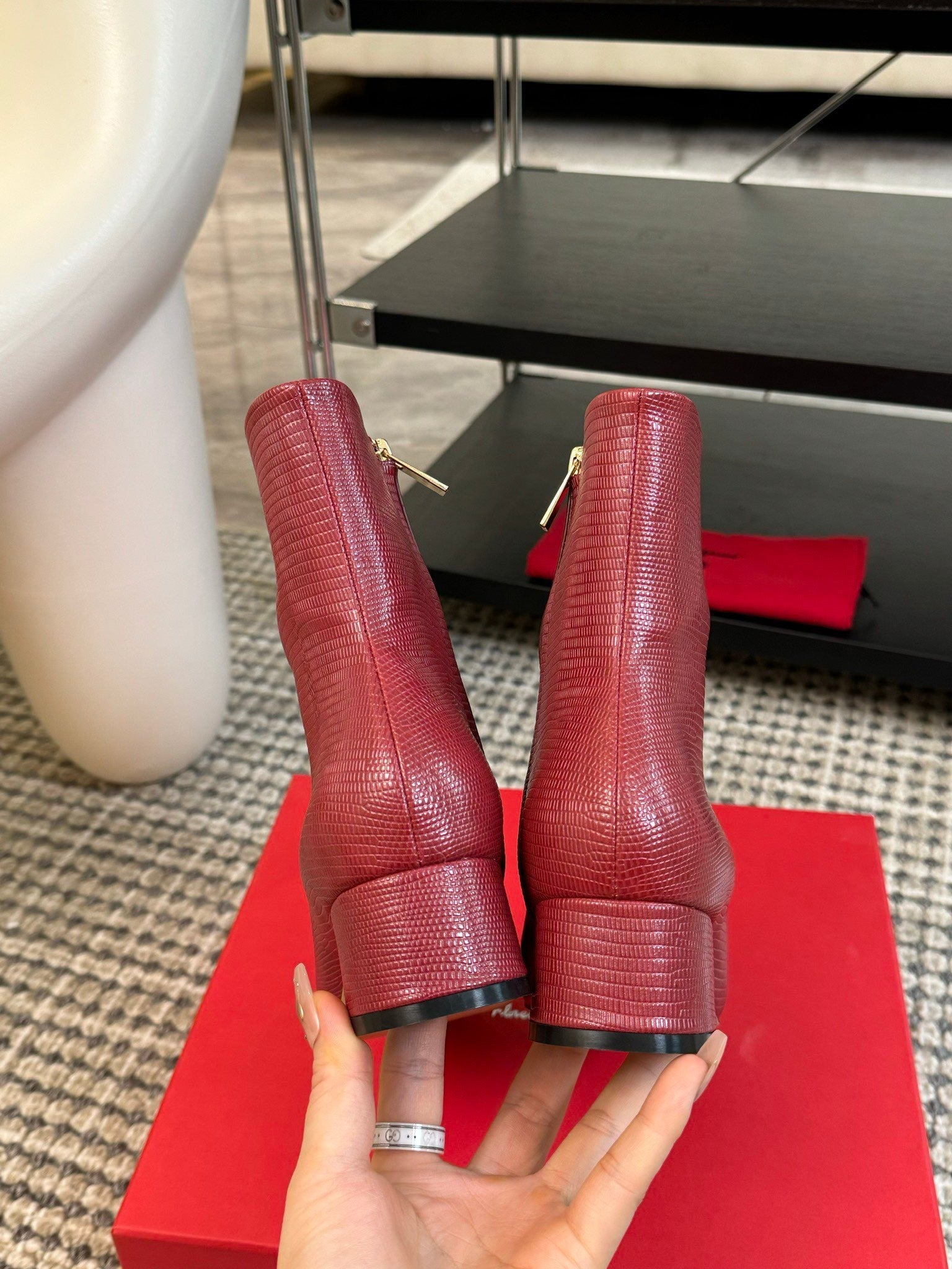 Ferragamo Pointed Toe Chunky Heel Ankle Boots – Autumn/Winter Collection