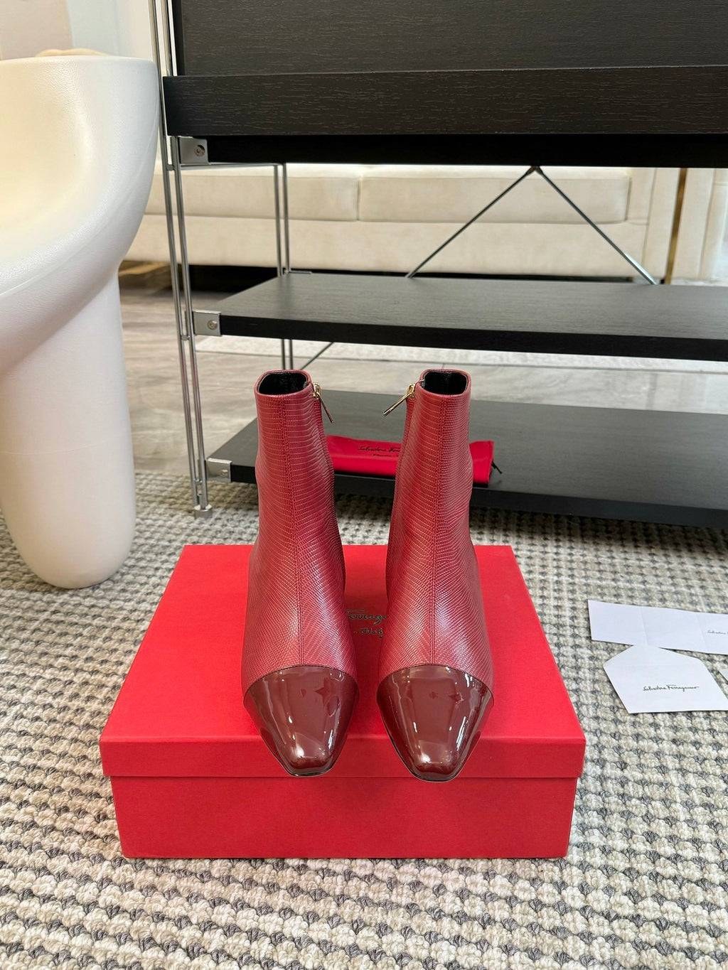 Ferragamo Pointed Toe Chunky Heel Ankle Boots – Autumn/Winter Collection