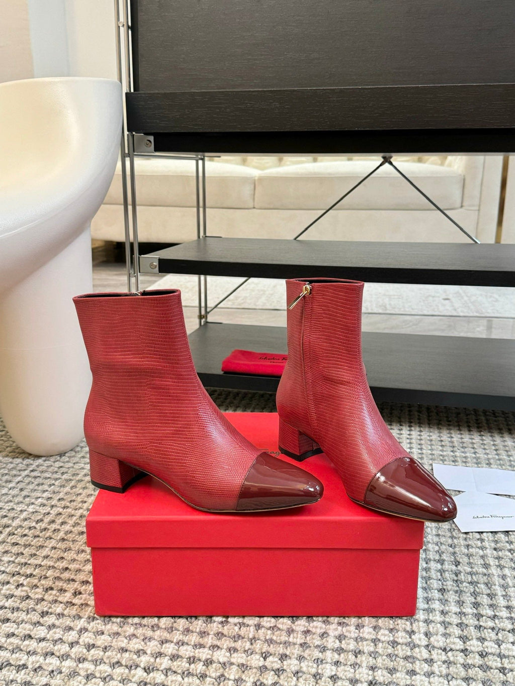 Ferragamo Pointed Toe Chunky Heel Ankle Boots – Autumn/Winter Collection