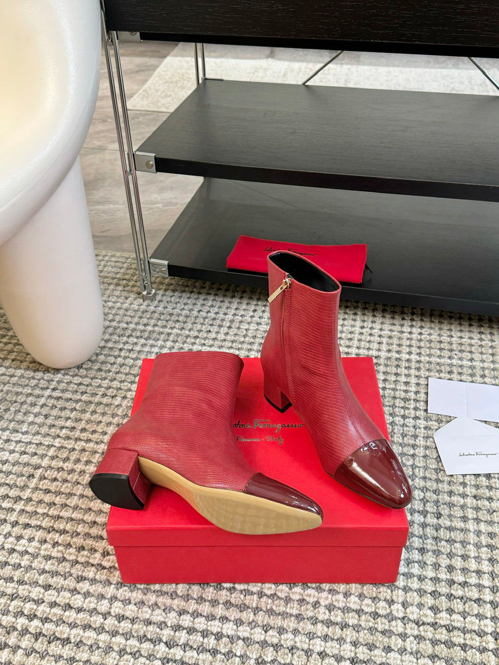 Ferragamo Pointed Toe Chunky Heel Ankle Boots – Autumn/Winter Collection