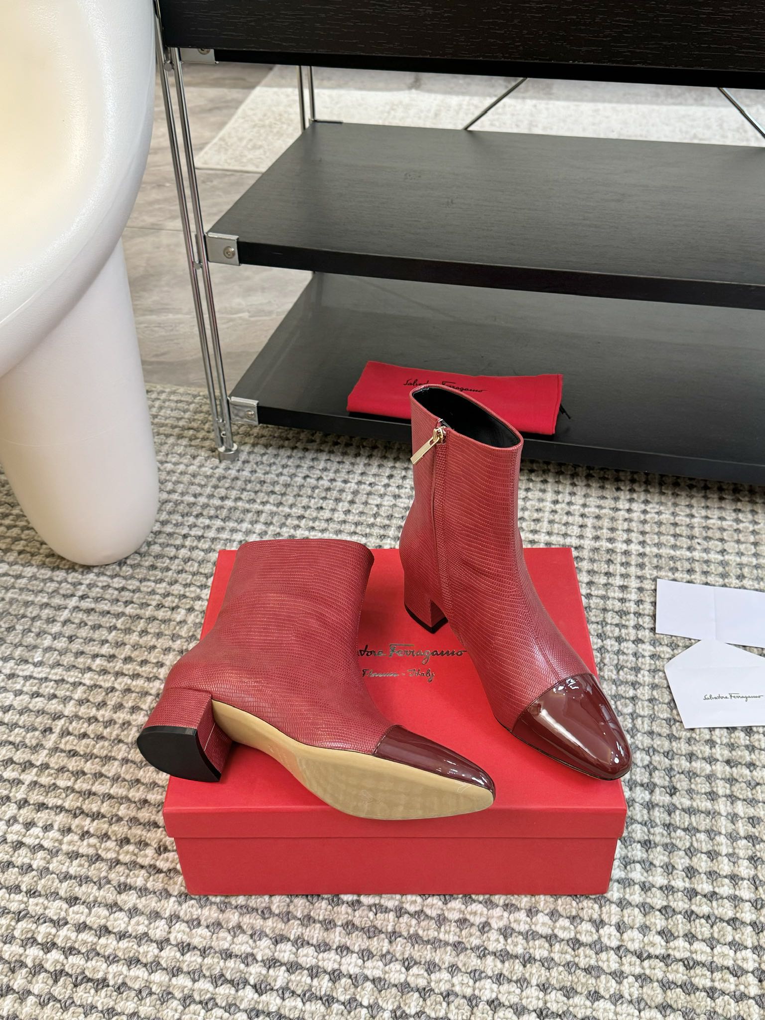 Ferragamo Pointed Toe Chunky Heel Ankle Boots – Autumn/Winter Collection