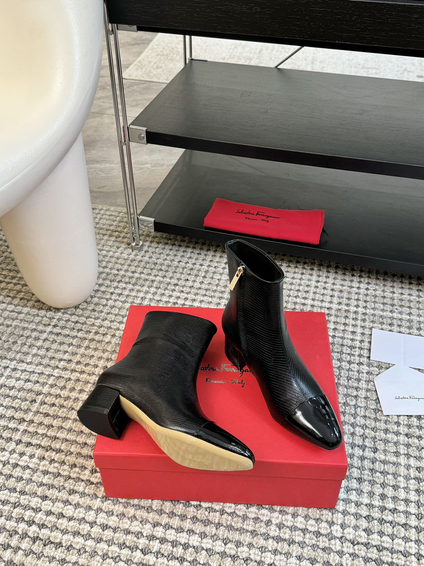 Ferragamo Pointed Toe Chunky Heel Ankle Boots – Autumn/Winter Collection