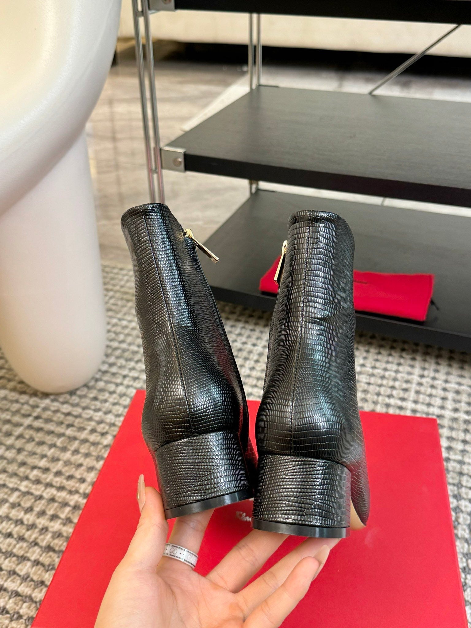 Ferragamo Pointed Toe Chunky Heel Ankle Boots – Autumn/Winter Collection