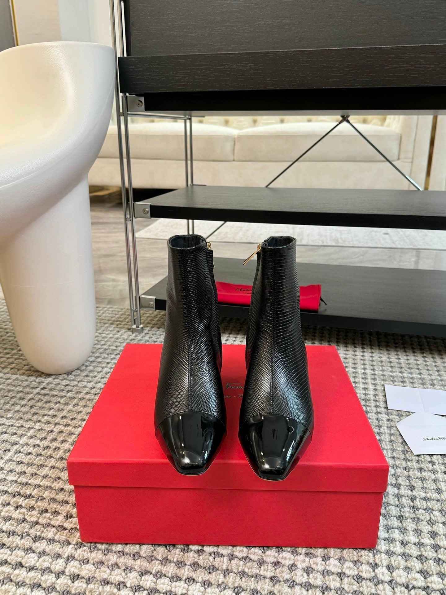 Ferragamo Pointed Toe Chunky Heel Ankle Boots – Autumn/Winter Collection