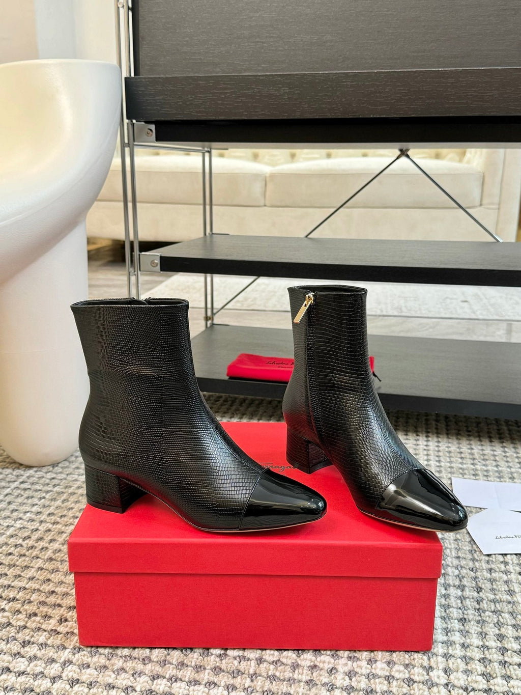 Ferragamo Pointed Toe Chunky Heel Ankle Boots – Autumn/Winter Collection