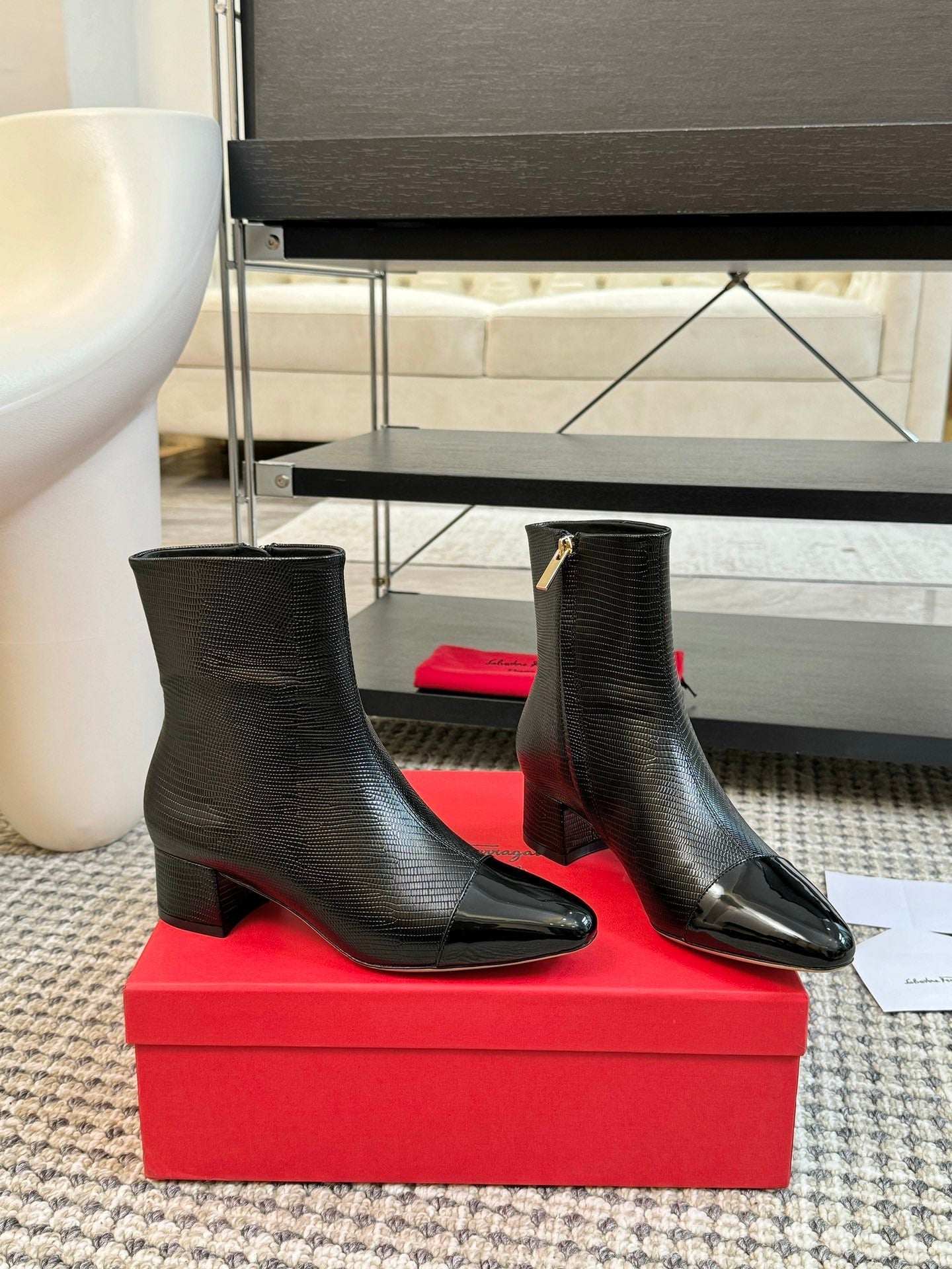 Ferragamo Pointed Toe Chunky Heel Ankle Boots – Autumn/Winter Collection